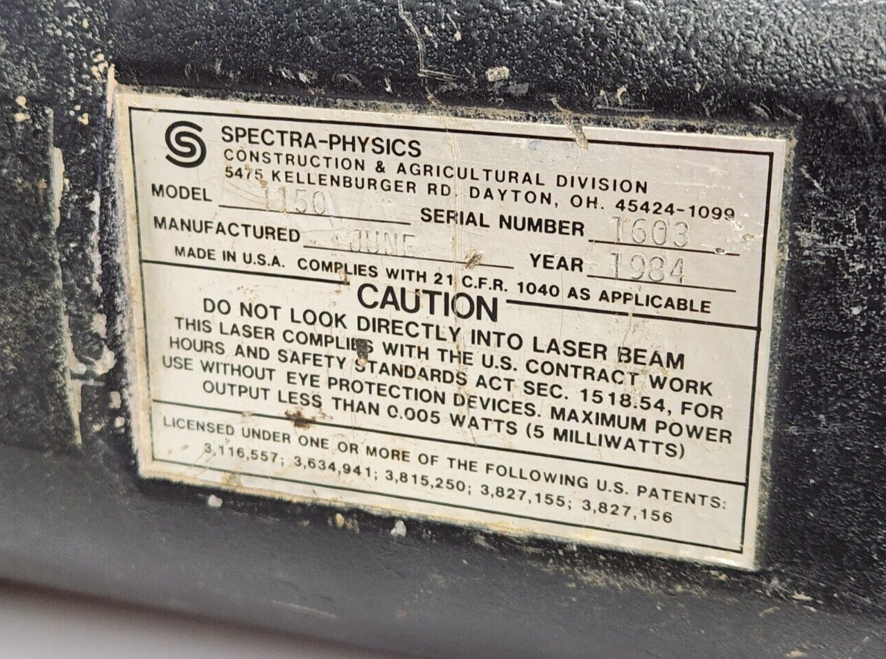 Spectra-Physics Laserplane Dialgrade Model 1150 Pipe Laser, Case, AS-IS Untested