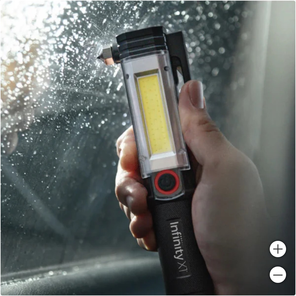 Infinity X1 Auto Light with 7-in-1 Emergency Tool 2 pack + 6 AA Duracell Battery