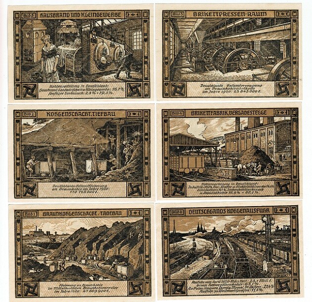 SET OF 6 GERMANY NOTGELD 50 PFENNIG STADT-BITTERFE 1921 UNC
