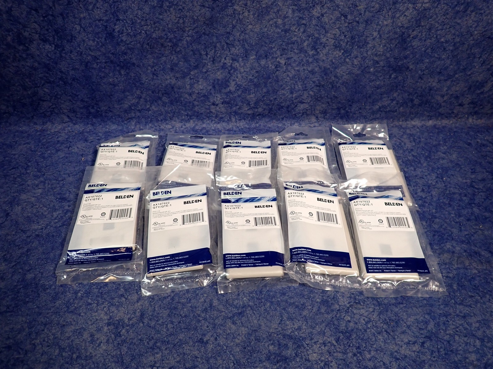 Lot of 10 Belden AX107022 KeyConnect Faceplate 2-Port Flush, 1-Gang, Gray (BN96)