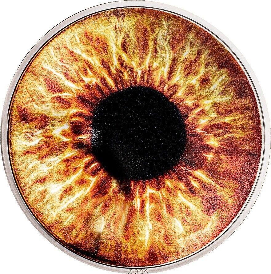 Palau 2023 $5 HAZEL BROWN Coloreyezed Eye 1 oz Silver Coin