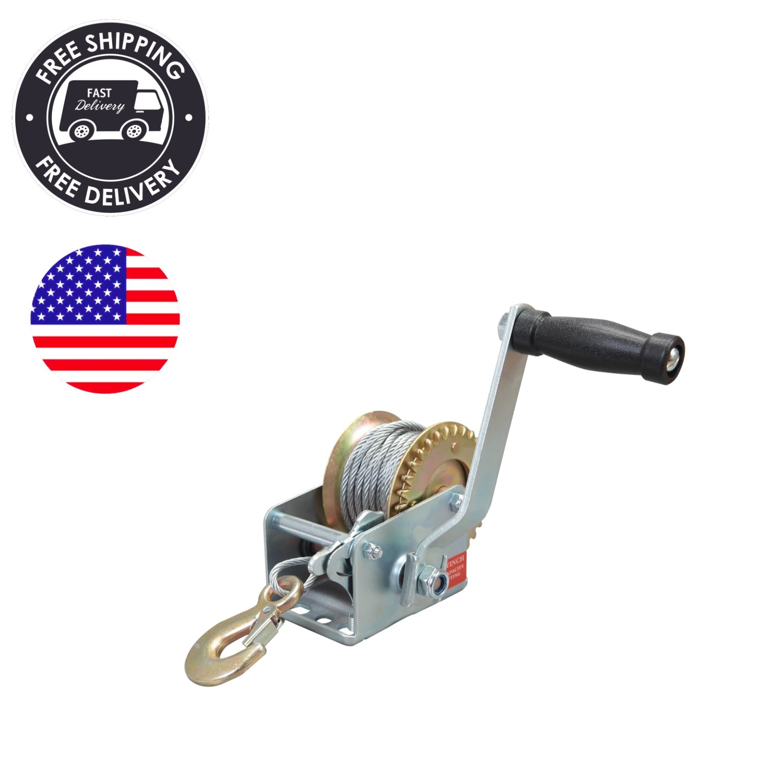 Efficient 600lbs Capacity Manual Winch with 26.3FT Steel Cable & Safety Features