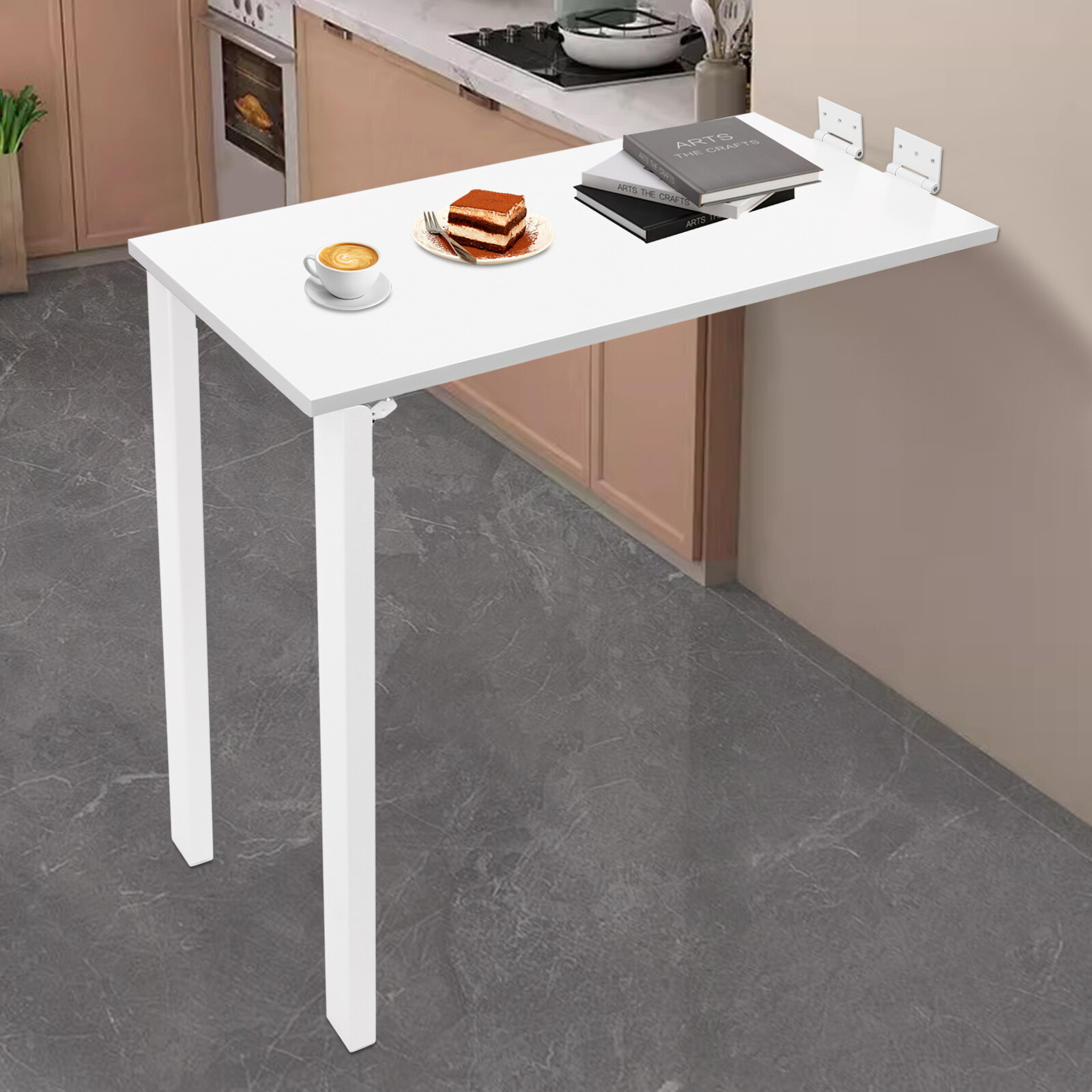 White Wall Mounted Folding Table Wood Folding Dining Table Folding Table  US~