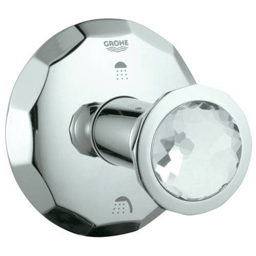Grohe 19271000 Kensington 3-Port Diverter Trim with Round Handle, Chrome/Swarovs