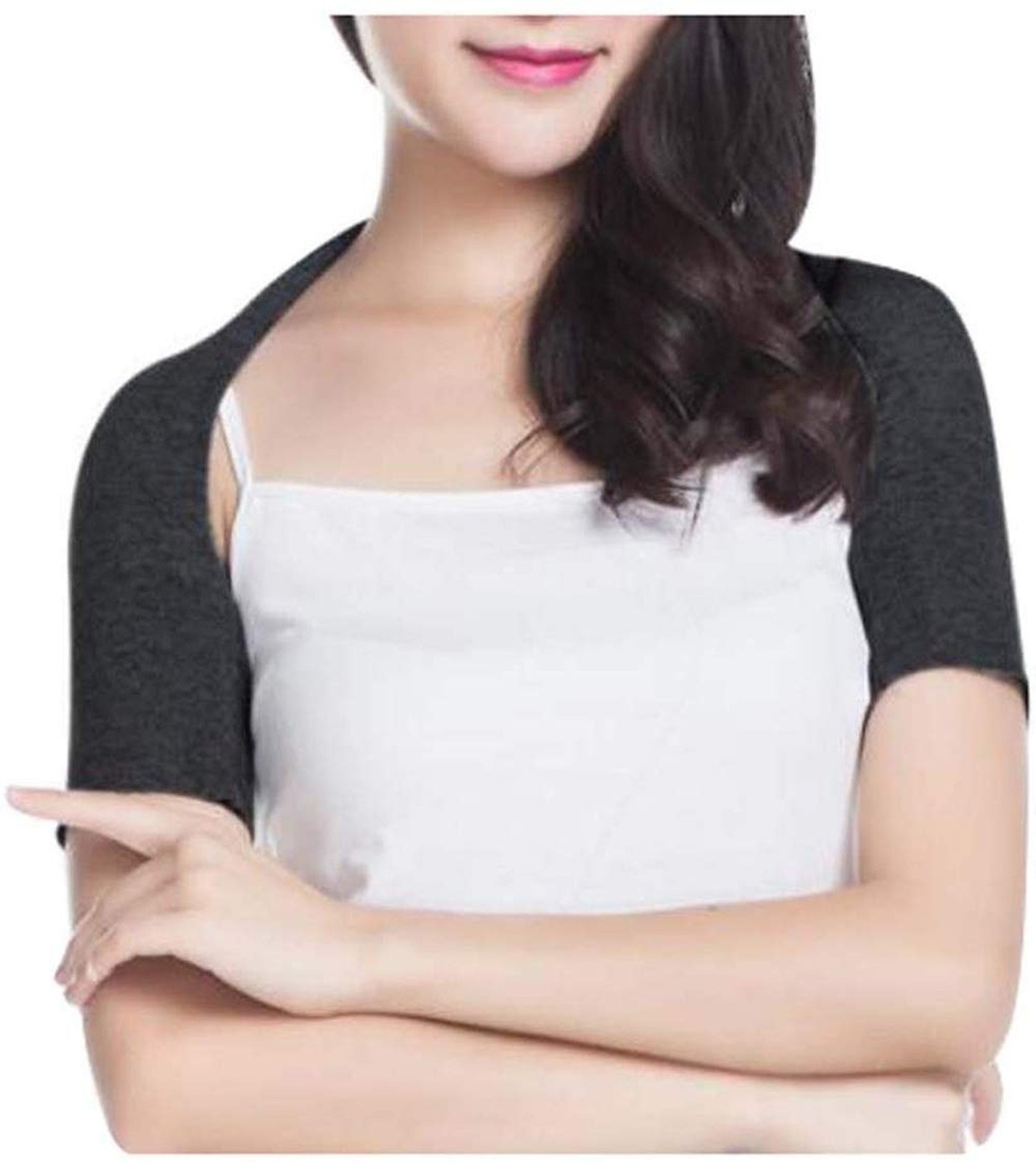 Knitted Double Shoulder Brace Warm Support Stability Compression Sleeve Wrap ...