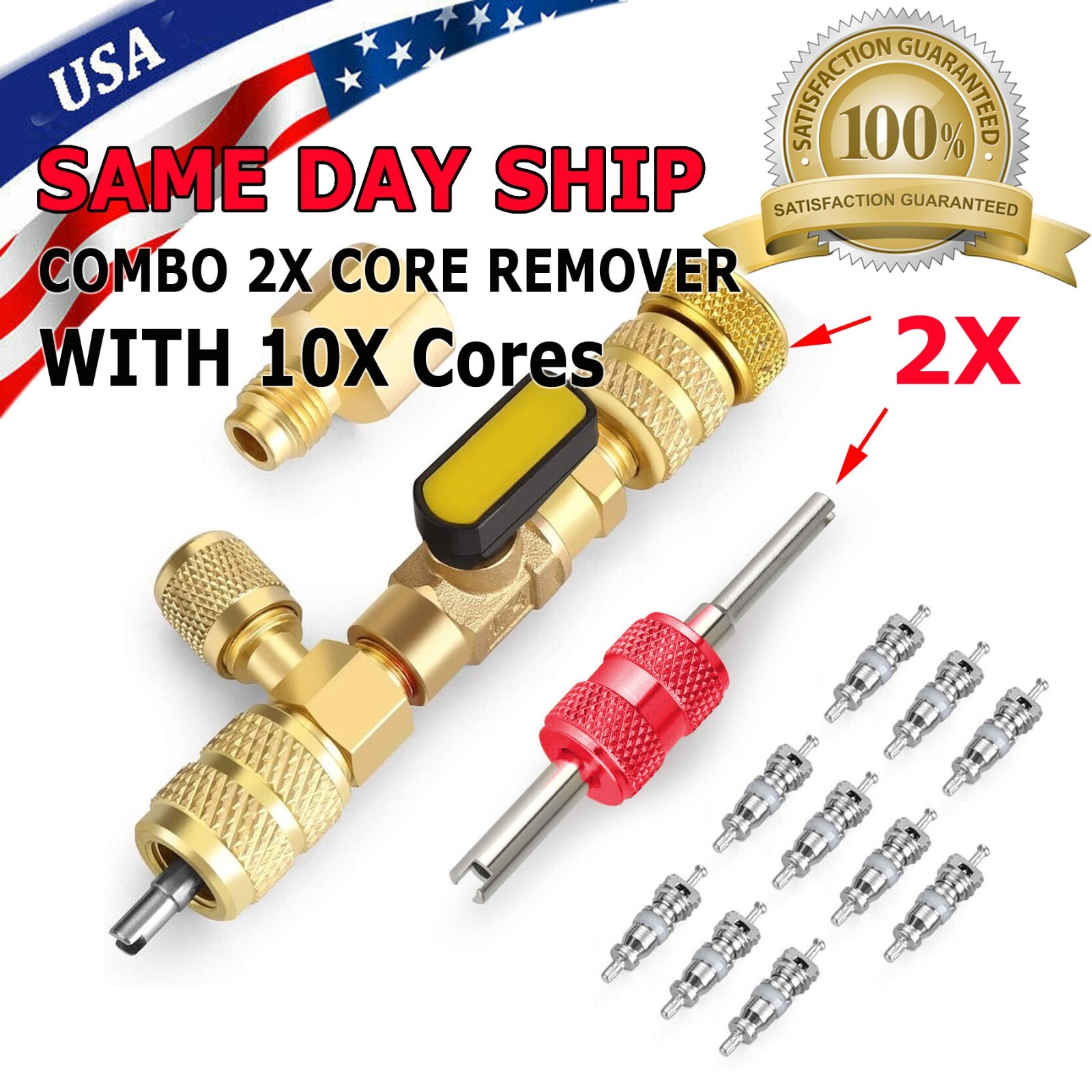 HVAC Tool AC Schrader Valve Core Remover Dual Size 5/16"&1/4" Port Installer