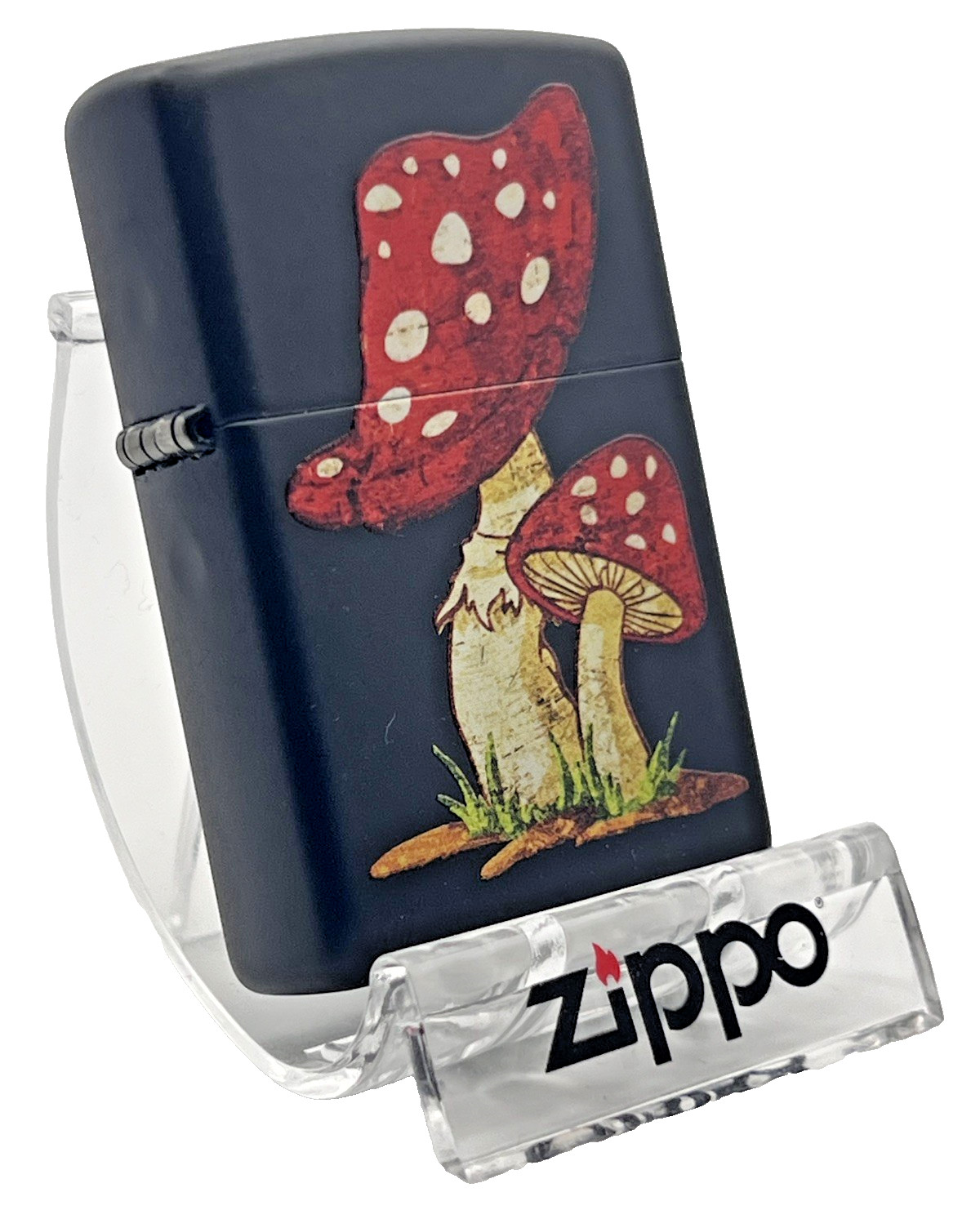 Genuine Brand New 2017 ZIPPO Lighter Unusual RED MUSHROOMS Design Satin Black