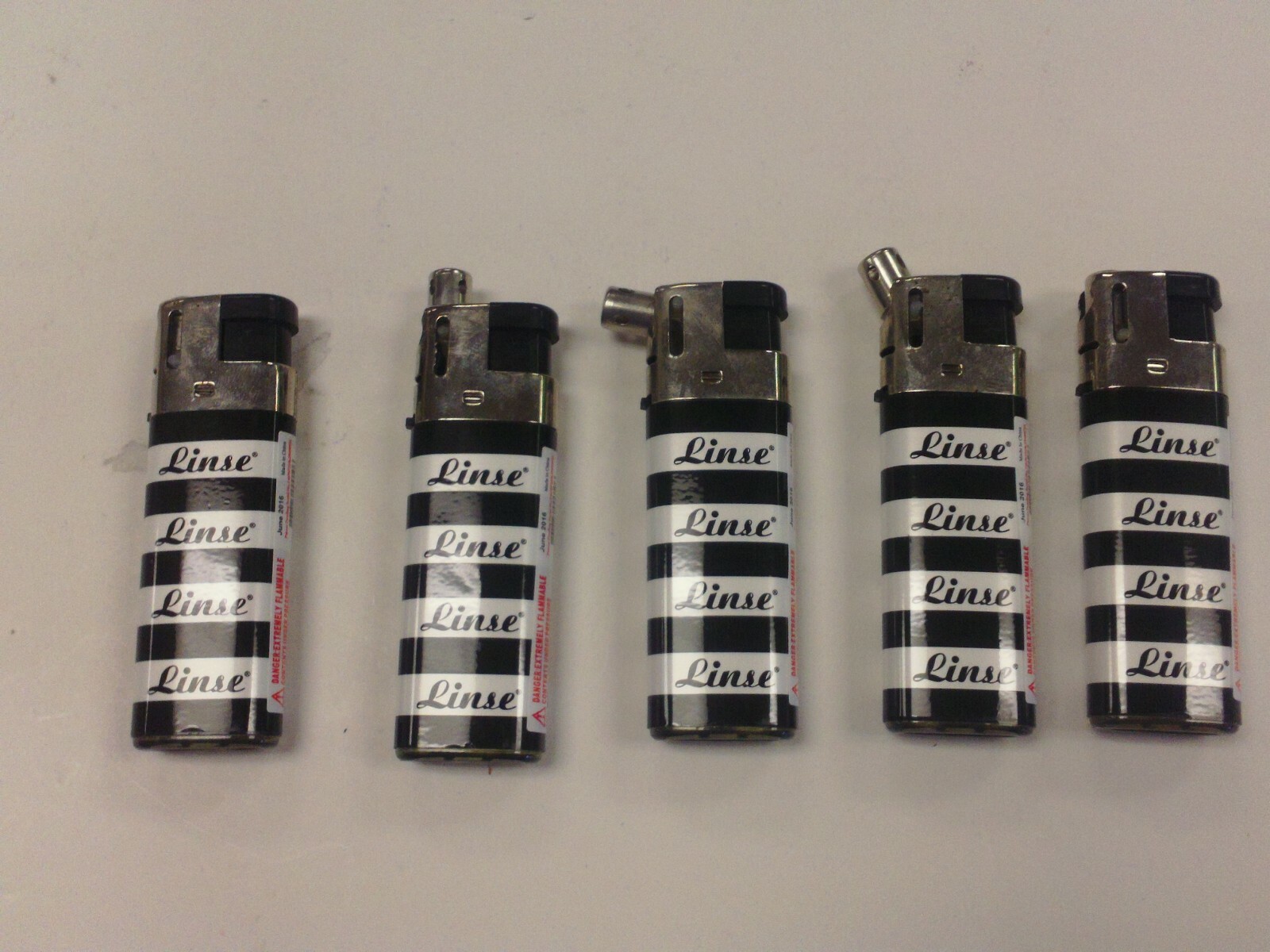 New Linse Swivel Butane Lighter Regular Flame 0 45 90 Degrees Set of 5 Lighter