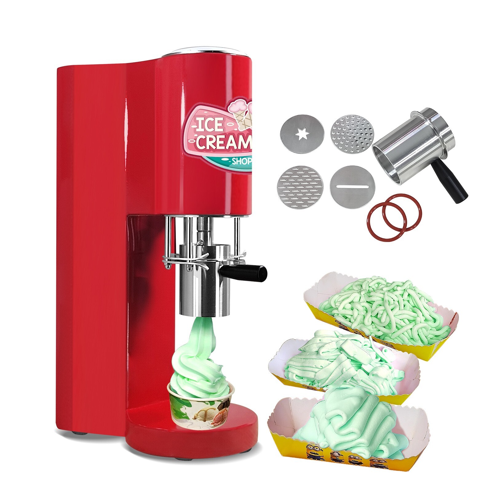 Kolice Spaghetti Press Ice Cream Noodel Shape Maker Frozen Yogurt Mixing Machine