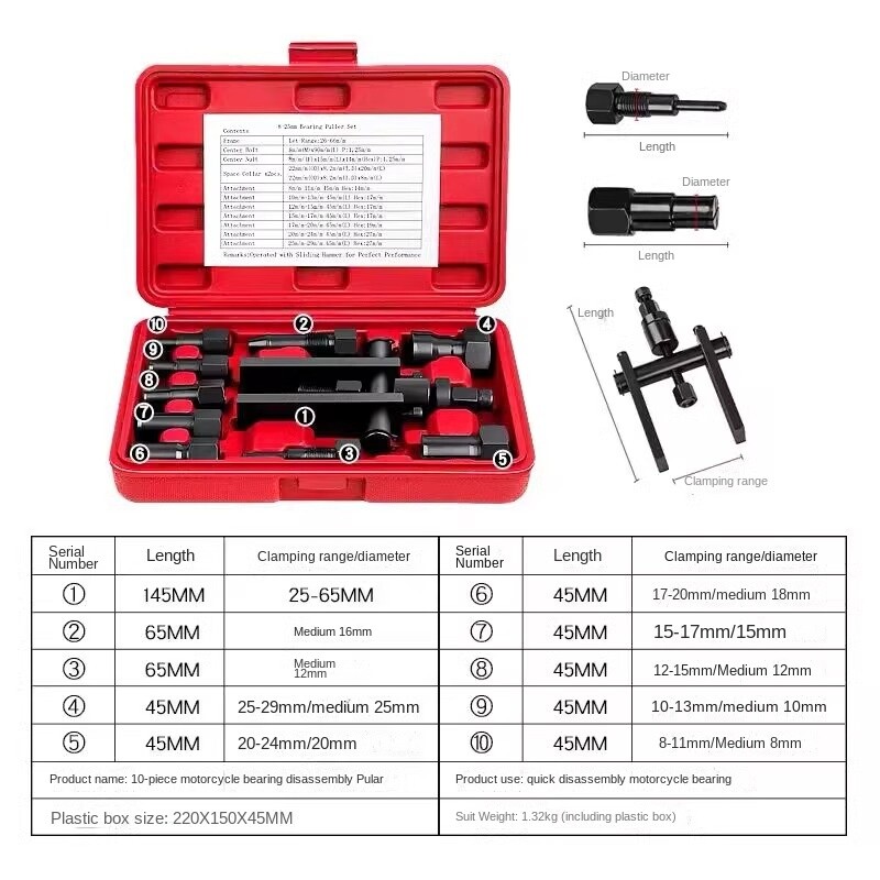 Two-claw motorcycle bearing removal tool - double-claw puller extractor