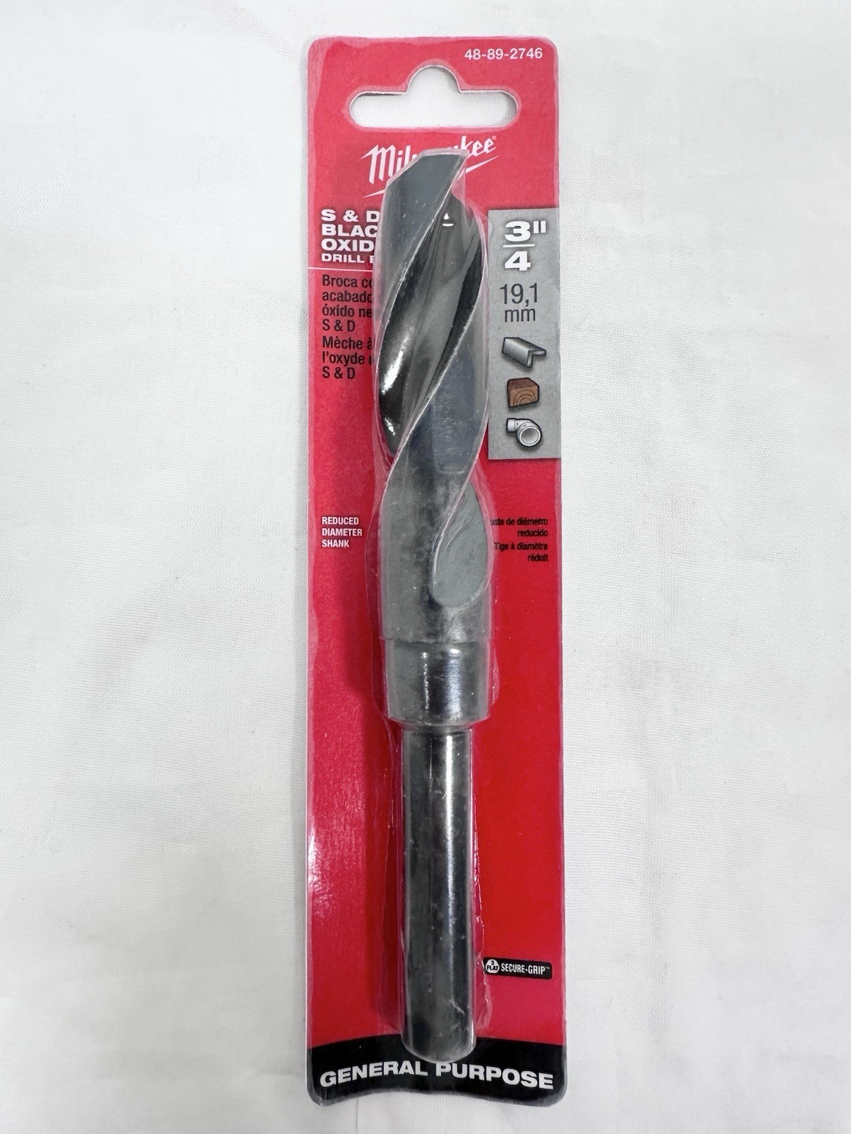 Milwaukee 3/4" in S&D Black Oxide Drill Bit New reduced shank 48-89-2746