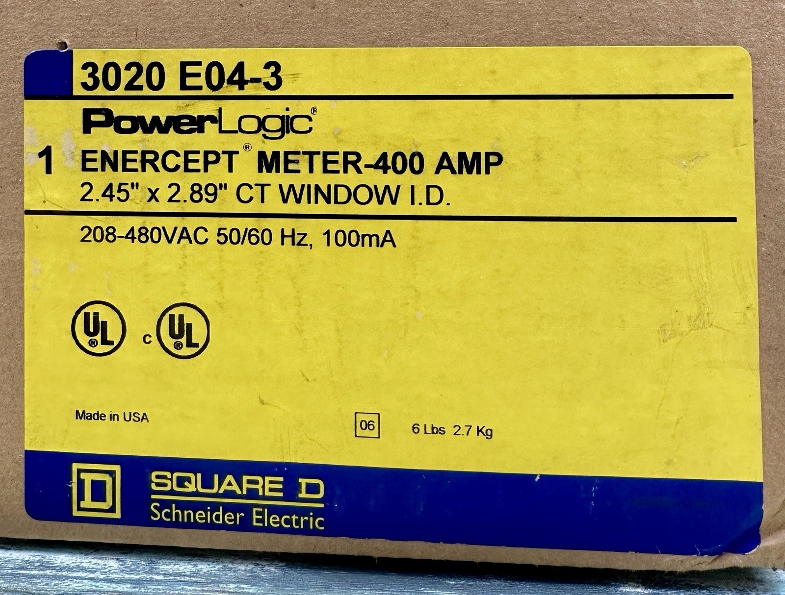 SQUARE D Power Logic Enercept Meter 3020 E04-3 400 AMP New In Box