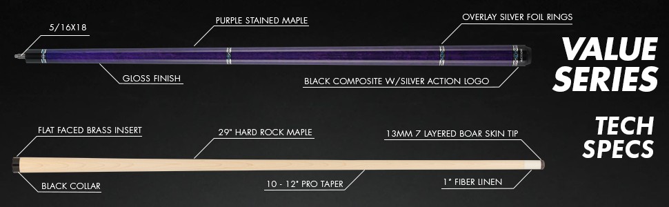 Action VAL25 Value Pool Cue Billiard Stick Billiards Cues