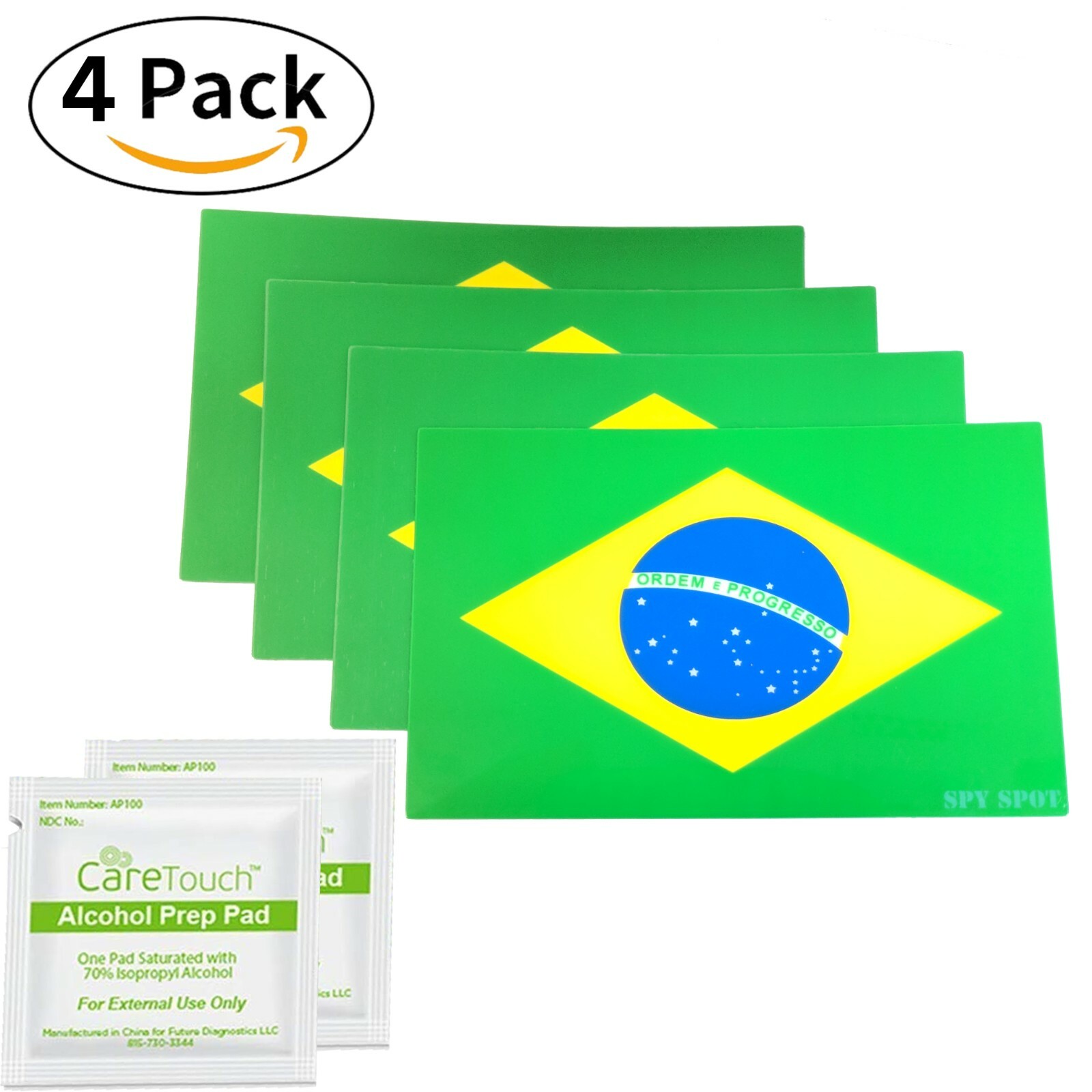 Set of 4 Vinyl Brazil Flag Decal Stickers UV Resistant Weatherproof Spy Spot