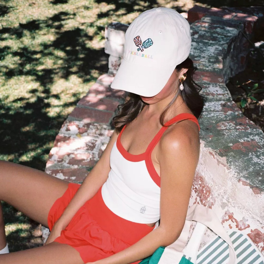 Pickleball Hat - Frasier Sterling Cream/ Rainbow: Cotton Adjustable Baseball Cap