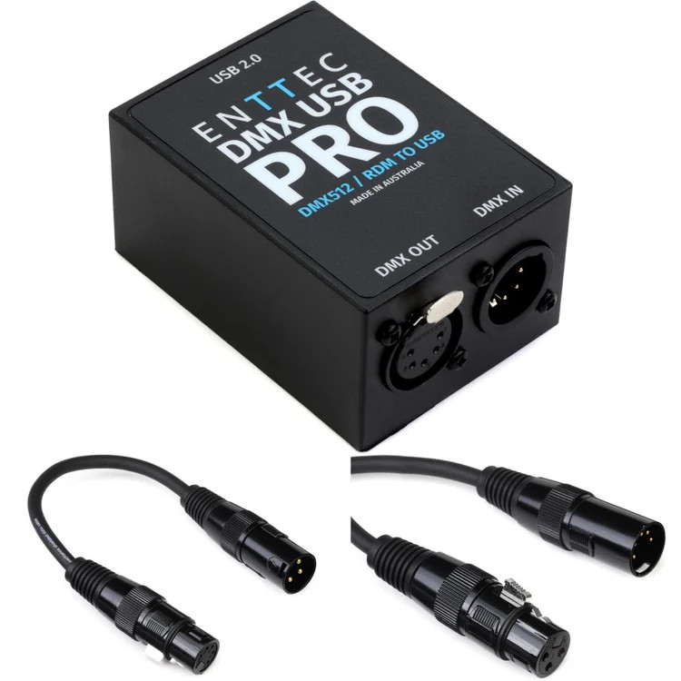 ENTTEC DMX USB Pro 512-channel USB DMX Interface with 3-pin to 5-pin Turnarounds