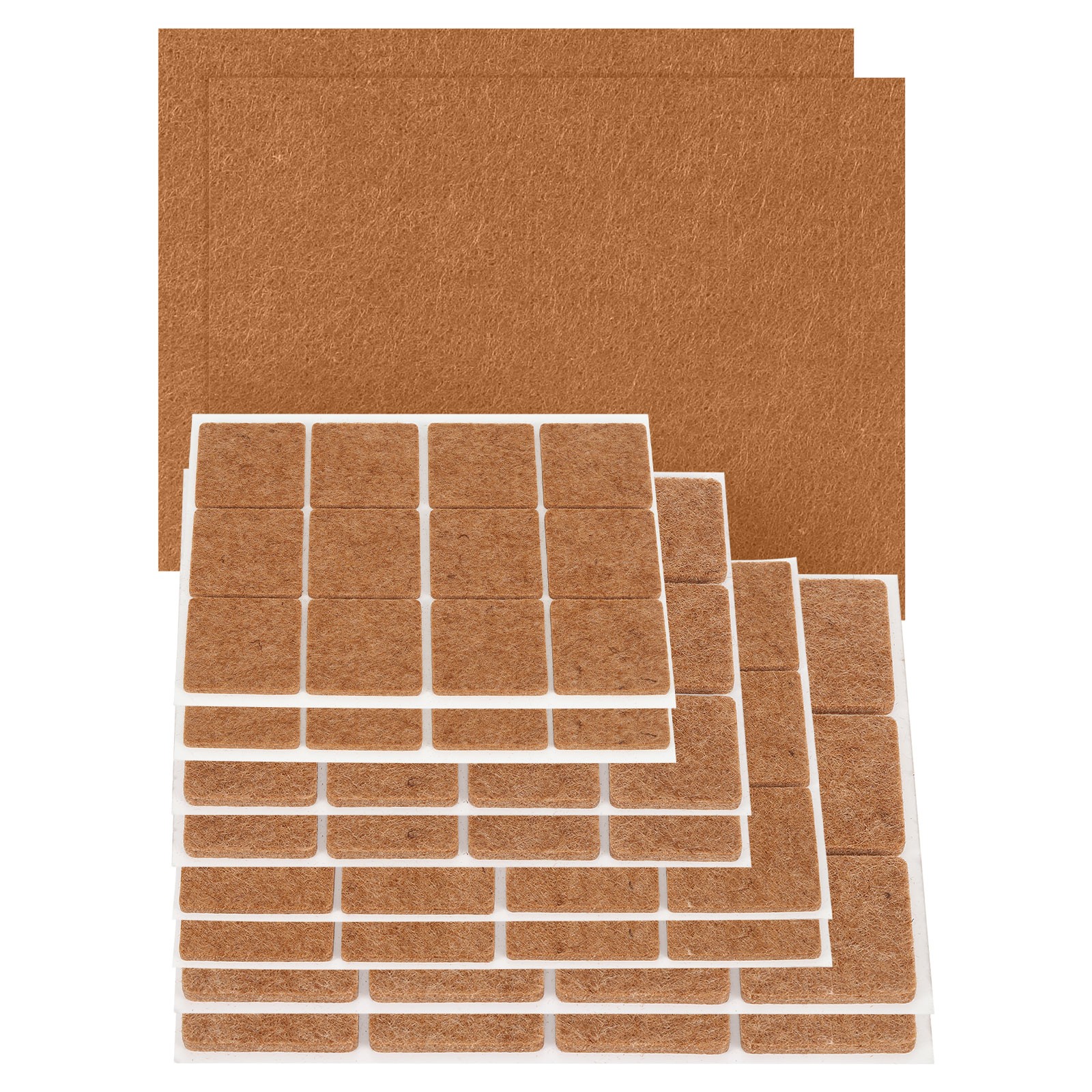 98 Pcs Felt Furniture Pads, Square Furniture Feet Floor Protectors, Khaki