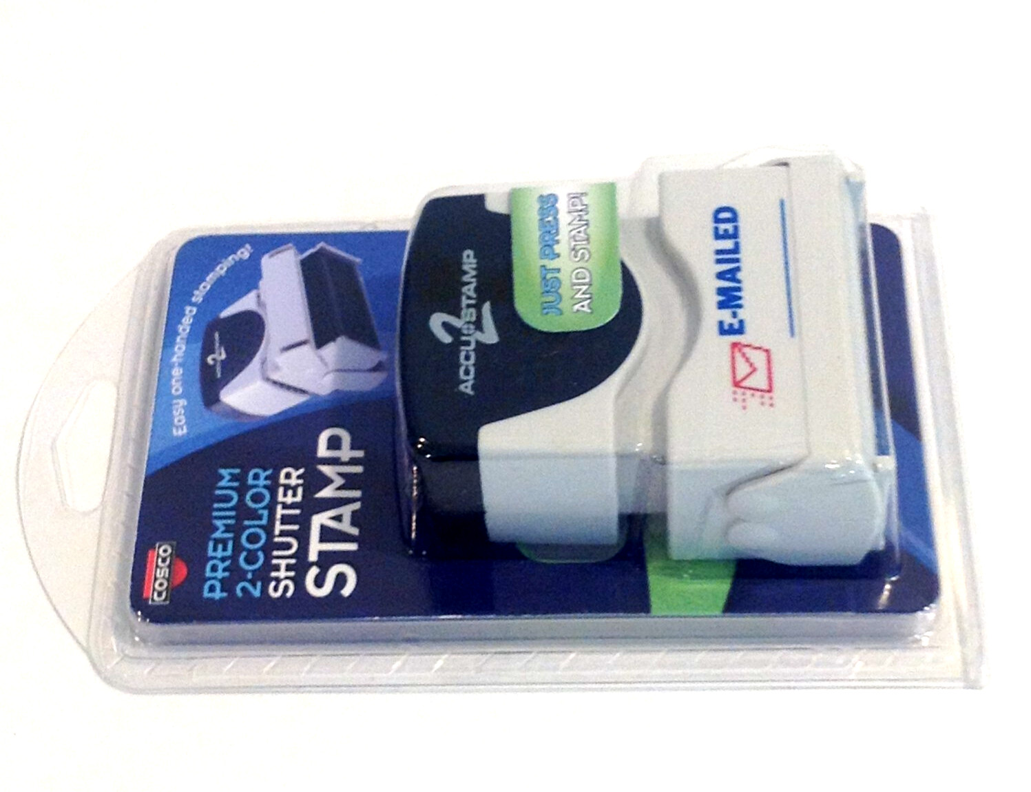 ACCUSTAMP 2 "E-MAILED" Pre-Inked Shutter Stamp Blue Red Ink 1 5/8 x 1/2 NEW