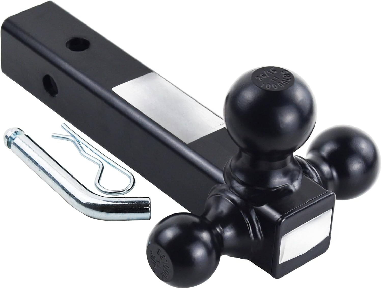 Trailer Hitch Tri-Ball Hitch Ball Mount with 1-7/8,2" and 2-5/16" Black Tow Ball