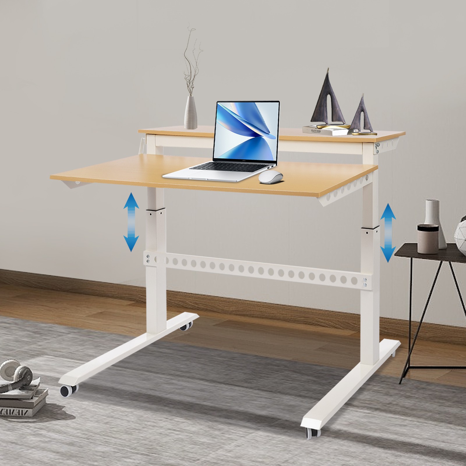 Home Office Height Adjustable Standing Desk Computer Desk w/ Wheels 47"x 28.5".