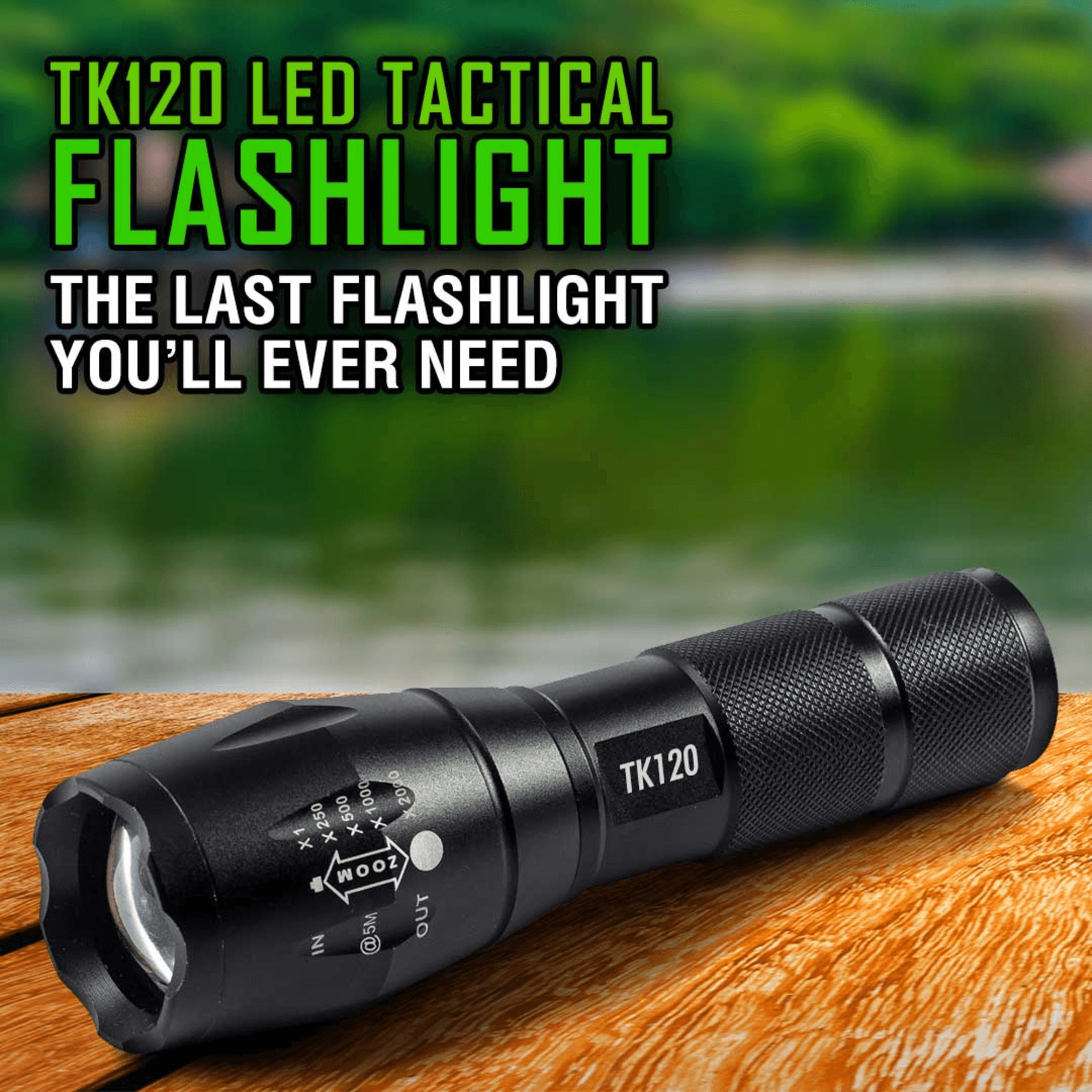 EcoGear FX TK120 LED Tactical Flashlight w Strobe and Water-Resistant Material