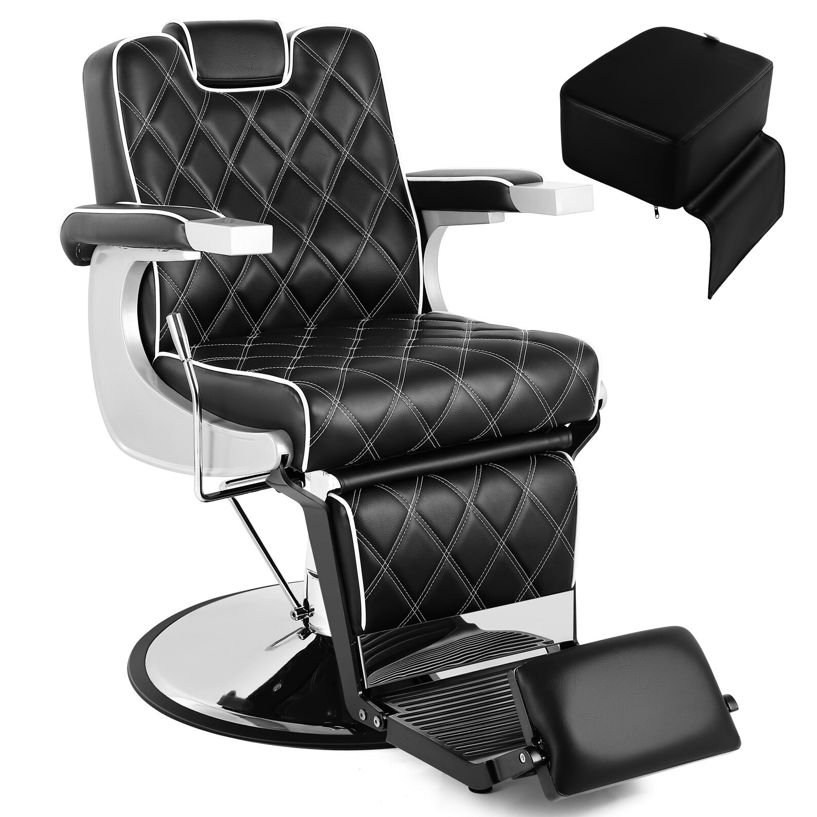HeavyDuty Hydraulic Recline Vintage Barber Chair Salon Beauty w/Kid Booster Seat