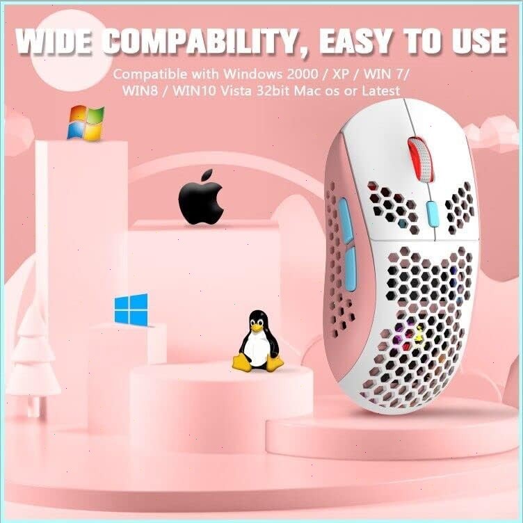 PINK UK RGB Backlit USB Wired Optical Gaming Mouse for PC Computer 6400 DPI