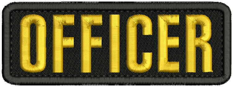 OFFICER EMBROIDERY PATCH 2x6'' HOOK ON BACK GOLD ON BLACK
