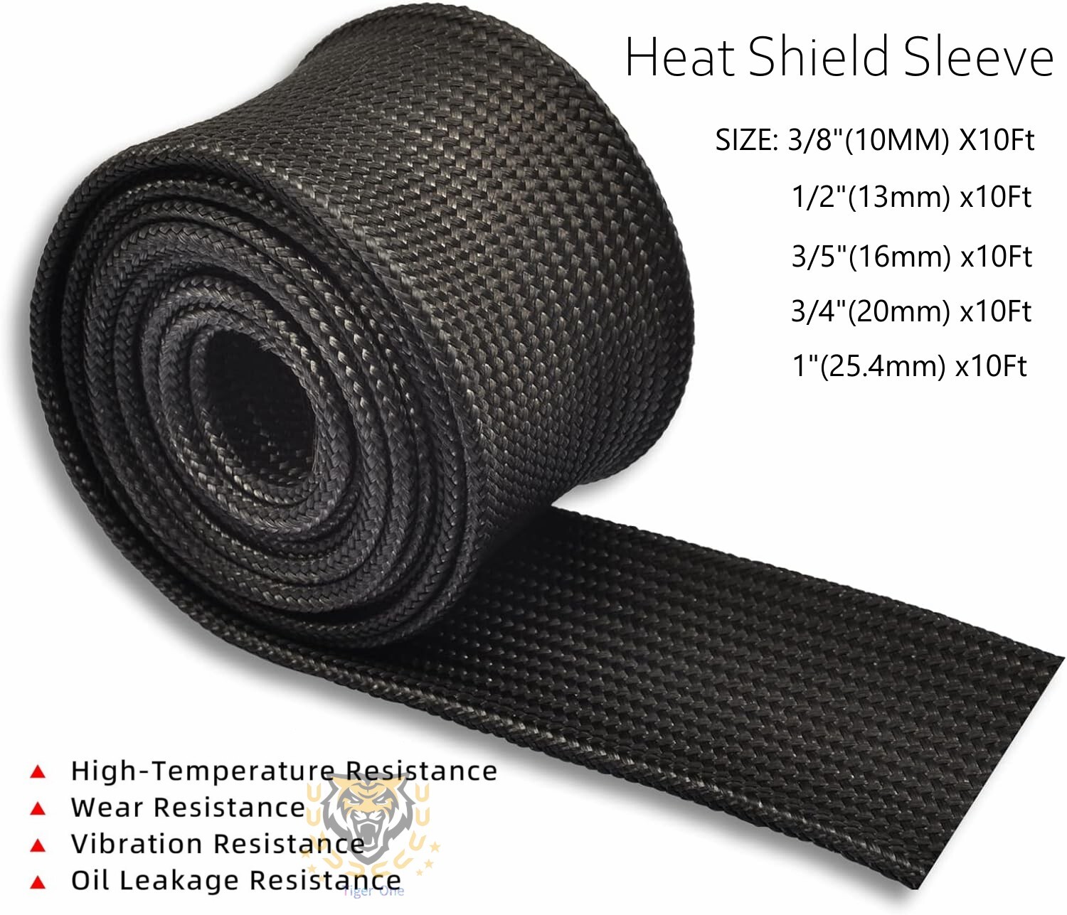 Black Fiberglass Heat Shield Sleeve Adjust Hose Heat Spark Plug Wire High Temp