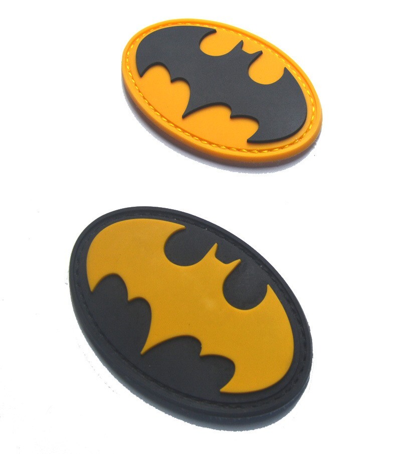 2PCS Superman Batman Herio Cartoon Logo Tactical Rubber Hook Loop Patch Badge