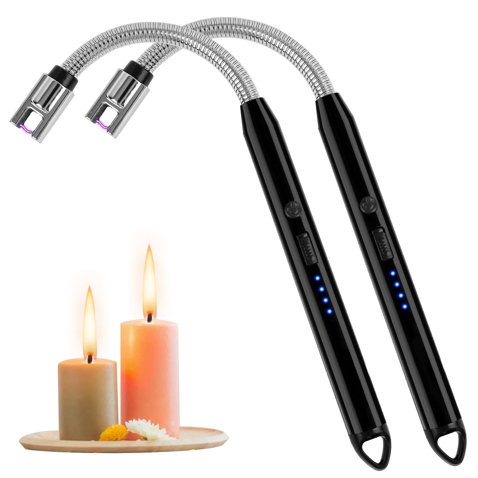 2 Pack Electric Candle Lighters – USB Rechargeable Plasma Arc, Windproof