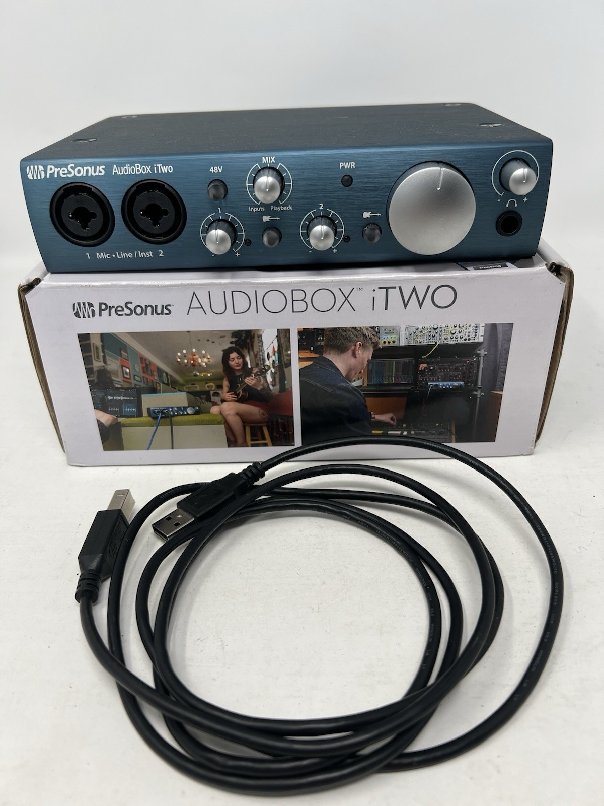 PreSonus AudioBox iTwo USB 2.0 Audio Interface 24-bit/96kHz MIDI w/ Box & Cable