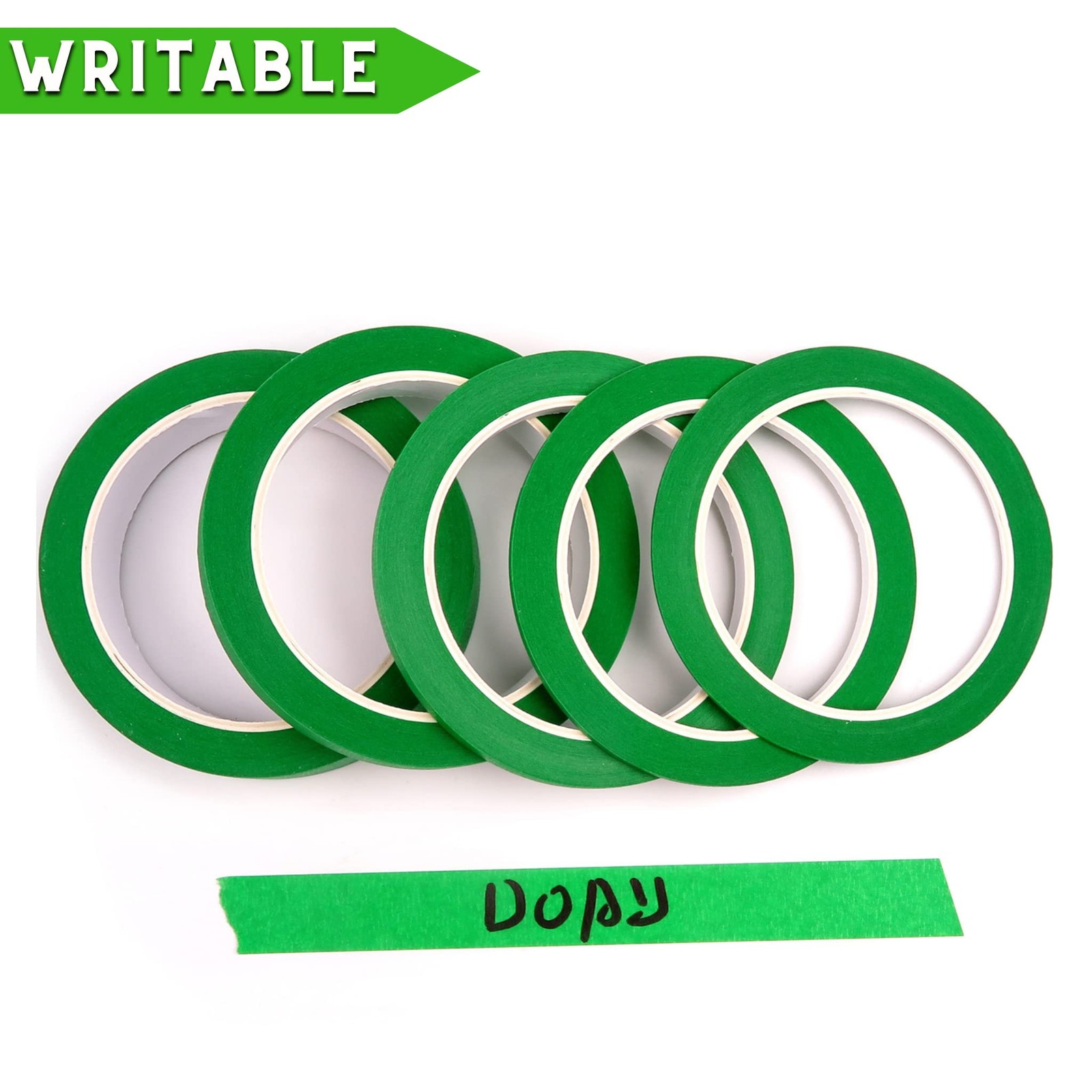 DOAY 5 Rolls Pinstripe Tape - 1/16", 1/8", 1/4", 1/2", 3/4" x 30 Yards, Green
