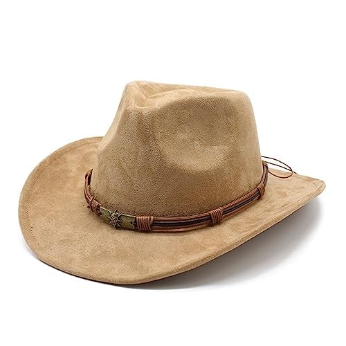 LIDHAY Women & Men Western Suede & Felt Wide Brim Cowboy & One Size Camel