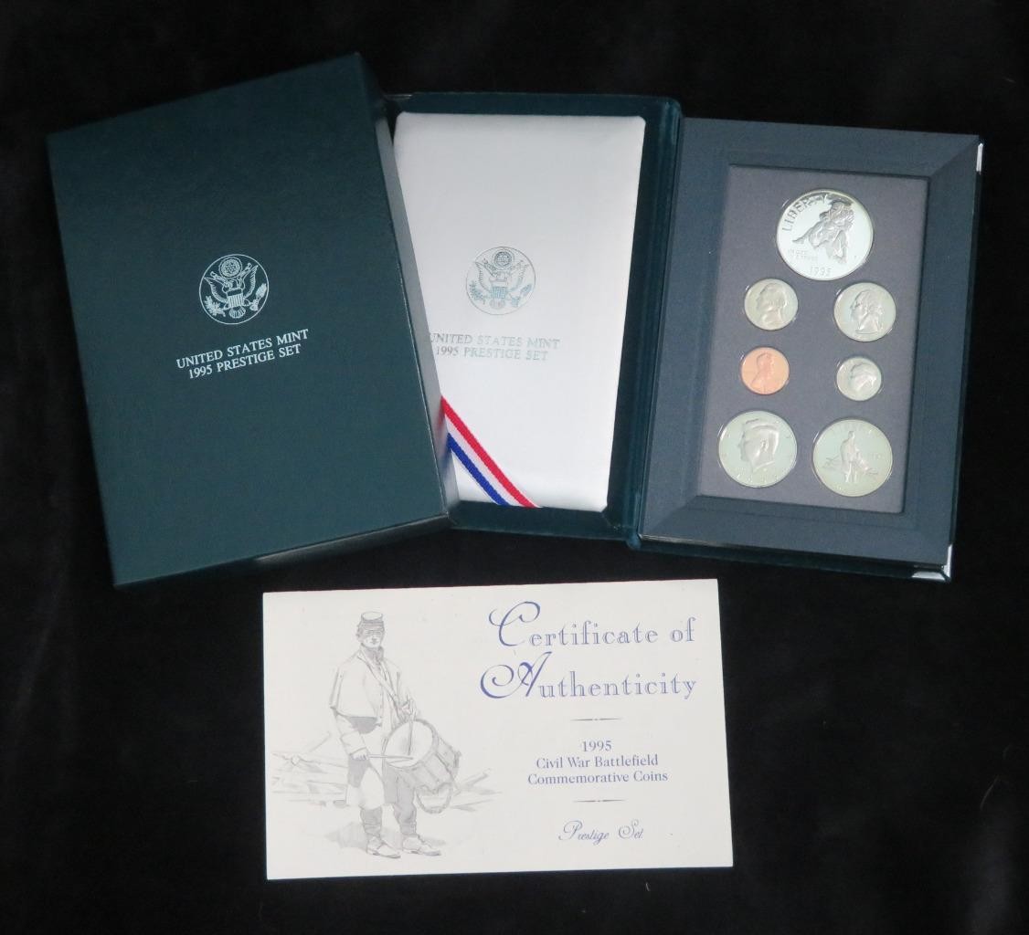 1995 Prestige Set * Proof * Civil War Silver Dollar and Clad Half* w/ Box & COA