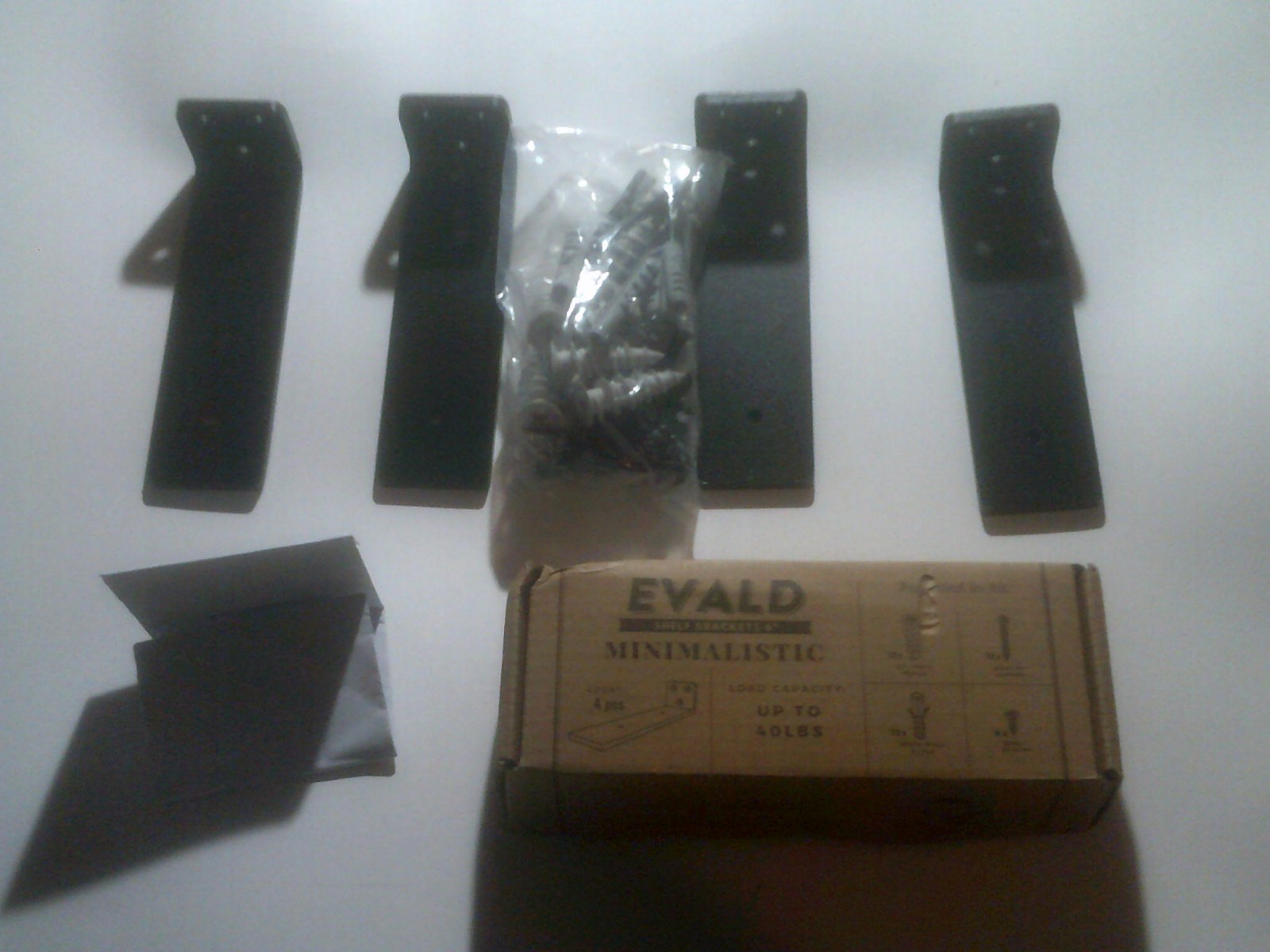EVALD Floating Shelf Brackets 5 1/4" Minimalistic 4 Piece Black