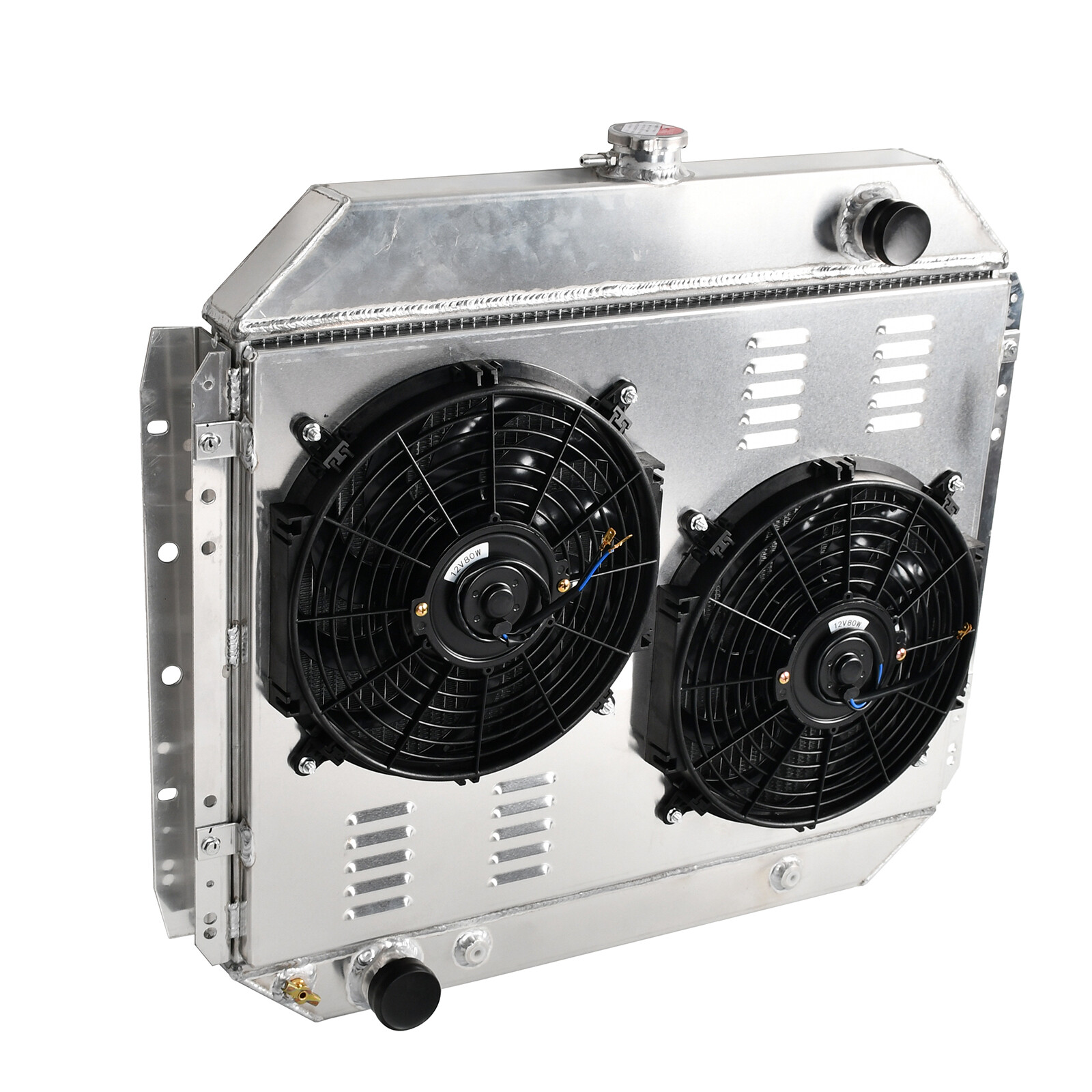 For 1966-1979 Ford F100 F150 F250 F350 Bronco 3 Row Aluminum Radiator+Shroud Fan
