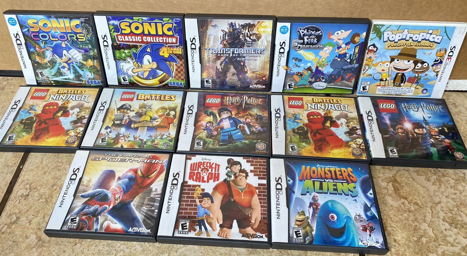 13 Nintendo DS Manuals & Cases Only- LEGO SONIC SPIDER-MAN TRANSFORMERS PHINEAS