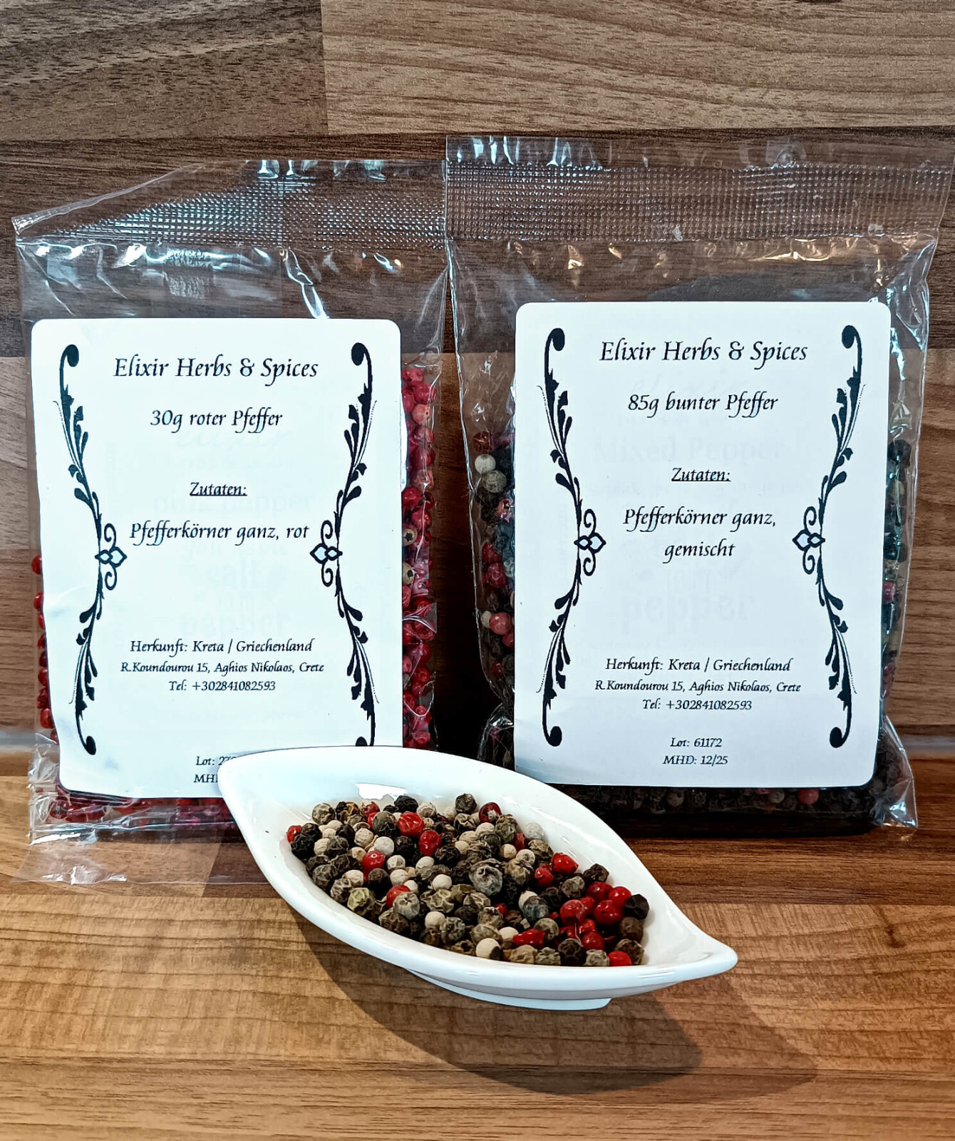 Greek Whole Peppercorns Gift Set Red & Multi-Colored Elixir Herbs & Spices #71