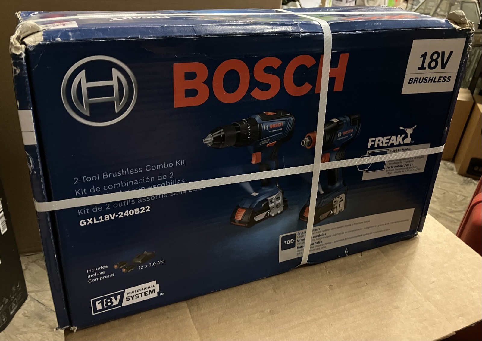 Bosch GXL18V 240B22 18V Brushless Cordless Combo Kit 2 Ah Power Batteries