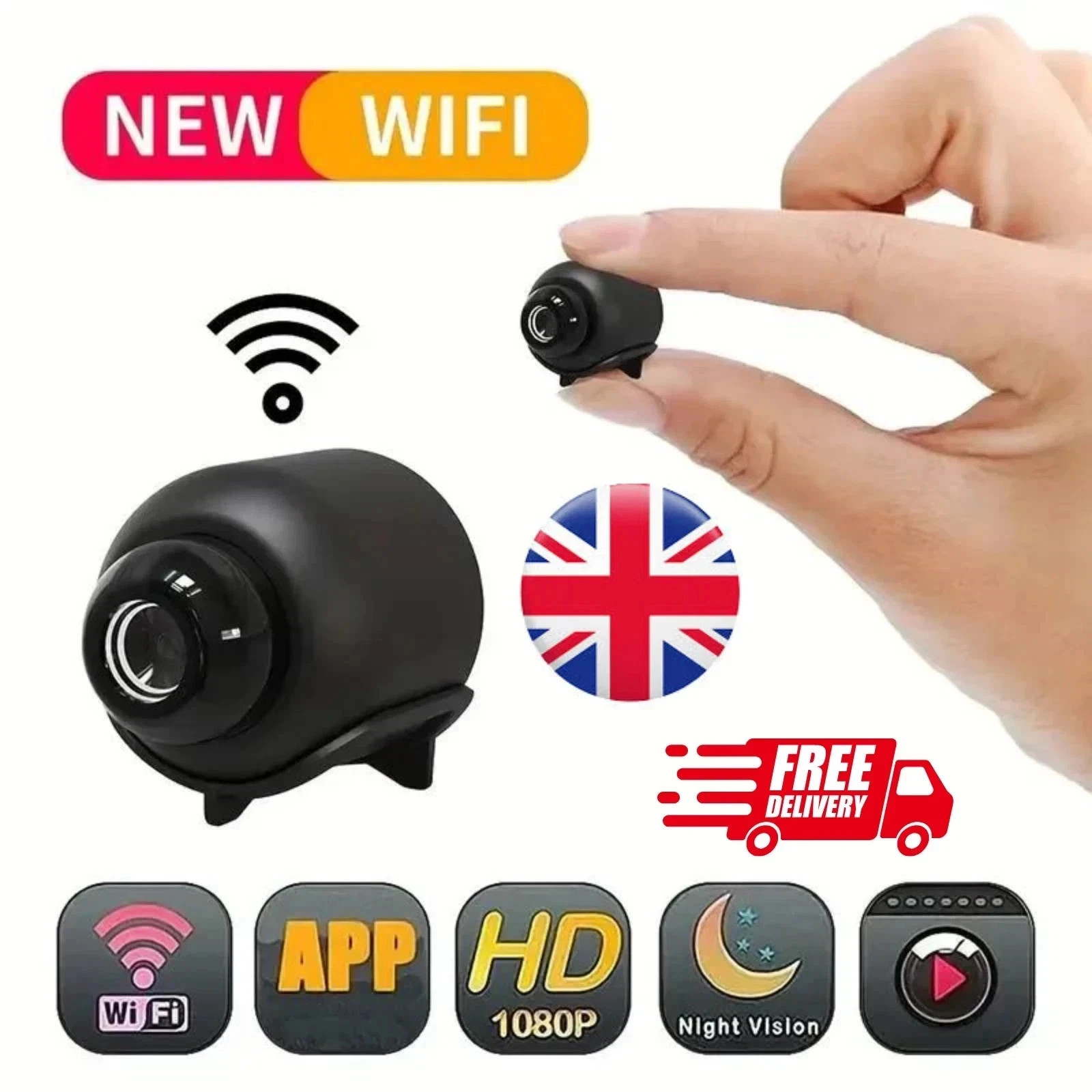 1080P Mini Camera Wireless WiFi Security Surveillance Tiny Cam Night Vision UK.