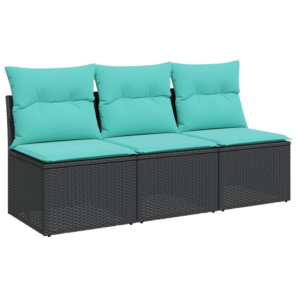 Garden Sofa Black 64.96 x 24.41 x 27.17 in Poly rattan