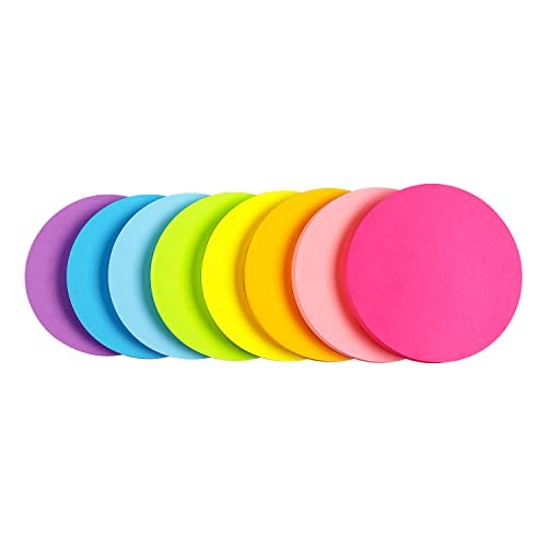 Round Sticky Notes 8 Color Bright Colorful Sticky Pad 75 Sheets/Pad Round Shape
