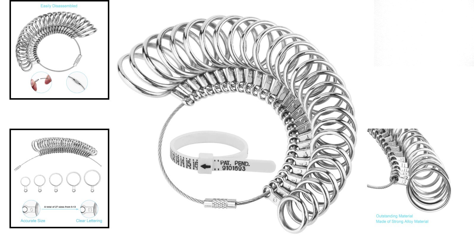 Comprehensive Ring Sizer with Plastic Finger Gauge - 27 Size Options Available
