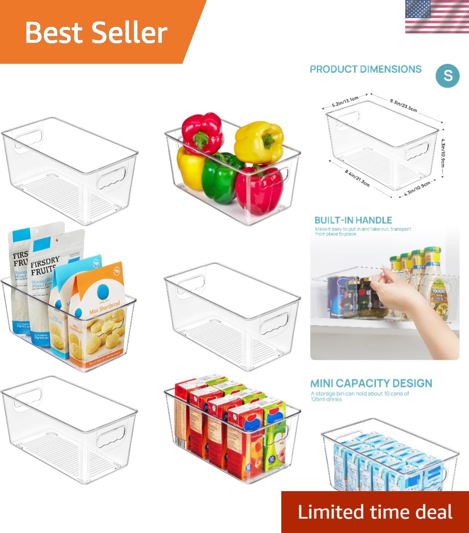 Compact 6 Piece BPA Free Food Storage Bins - Clear Plastic Organization Solution