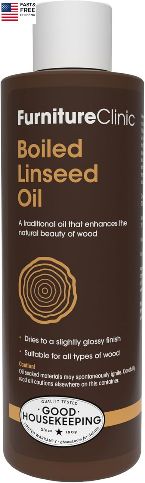 Boiled Linseed Oil | 250Ml / 8.5 Fl Oz | Refined Oil for Wood Furniture, Stone &