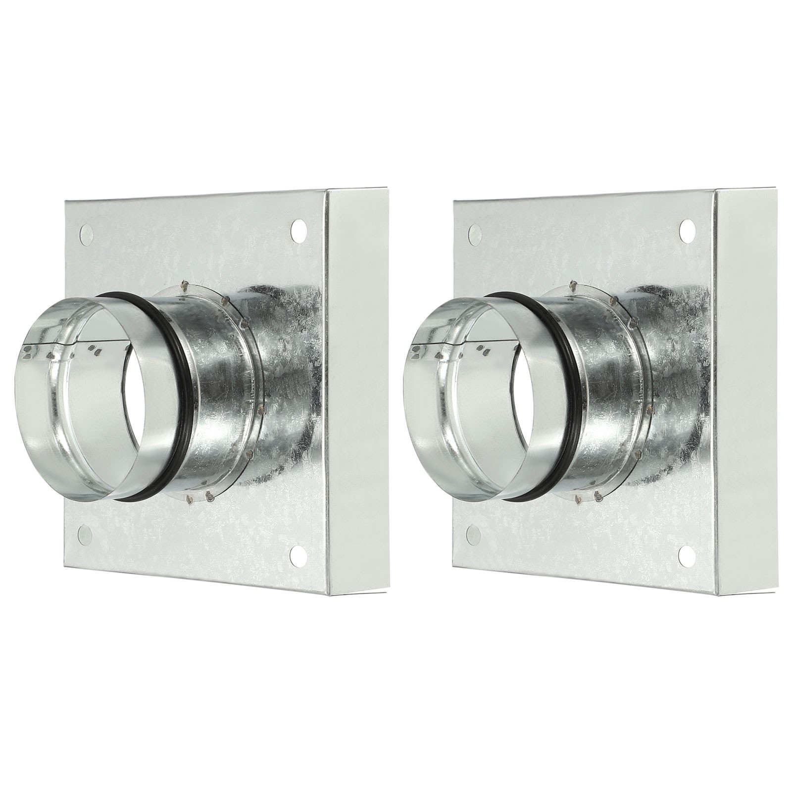2 Pcs 3" Duct Connector Flange with Folded Edge Base Rubber Gasket, Silver Tone