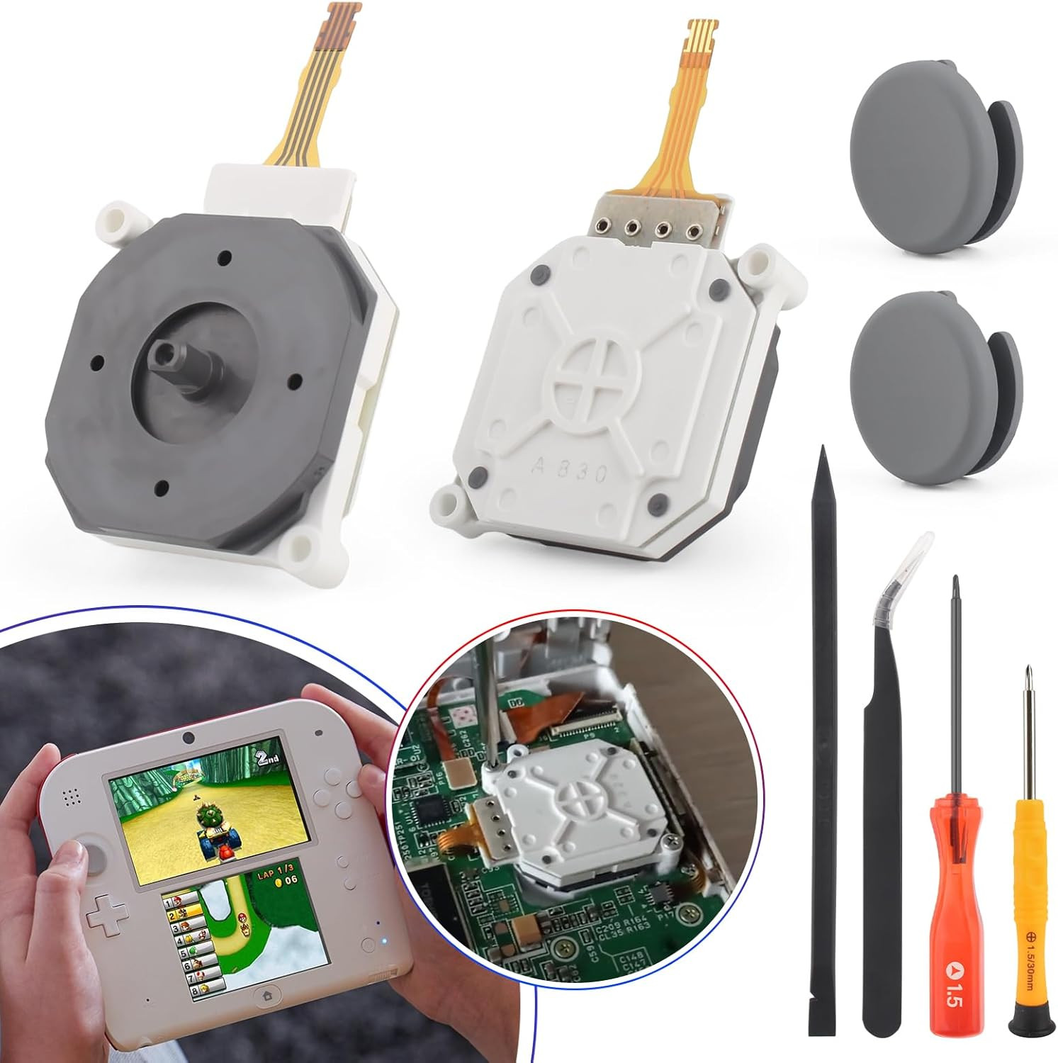 2Pack Joysticks Replacement for Nintendo 2DS 3DS Controller 3D Analog Sensor Mod