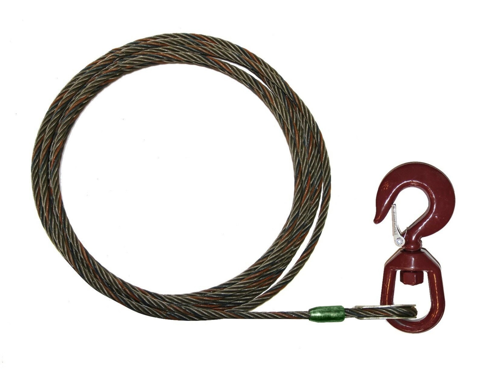 1/2" x 35' ft Wrecker Cable Winch Line 5 Ton Swivel Hook Rollback Tiltbed Tow