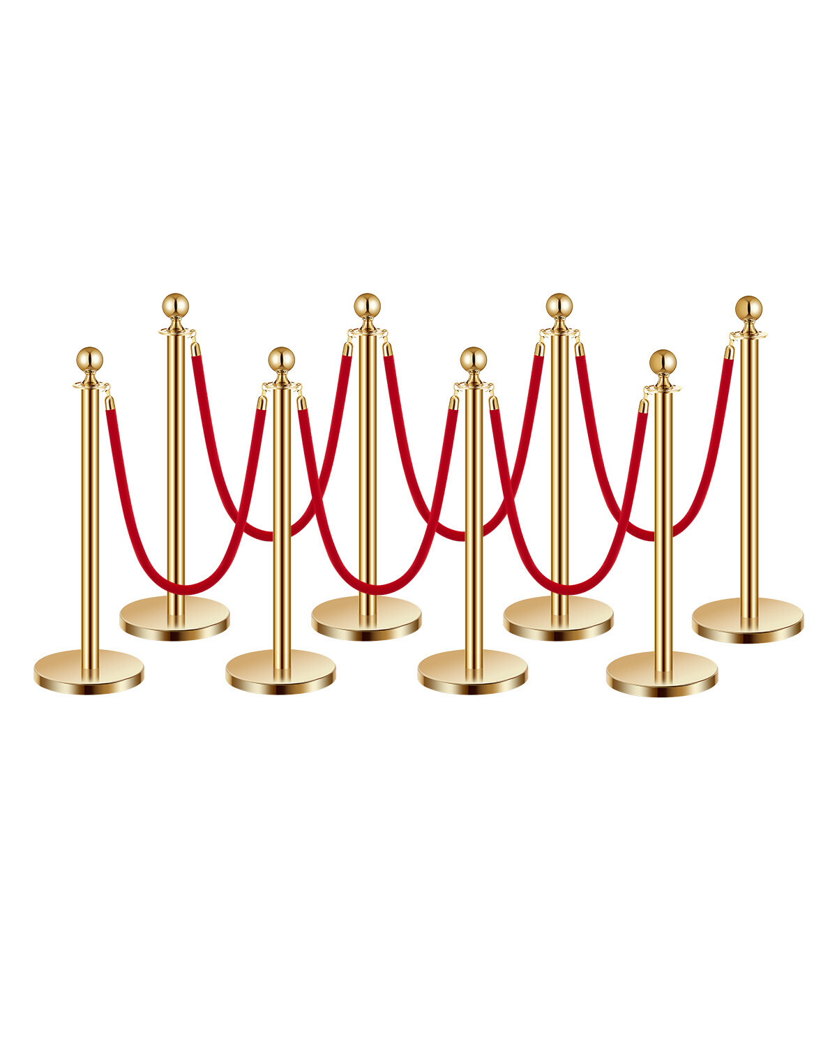 Uimoso 8Pcs Stanchion Post Queue Barrier Crowd Control Sand Injection Base Gold